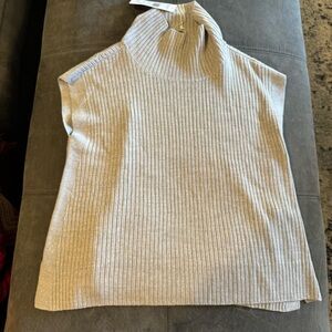 NWT Eileen Fisher Grey Turtleneck Sleeveless Ribbed Tunic Top